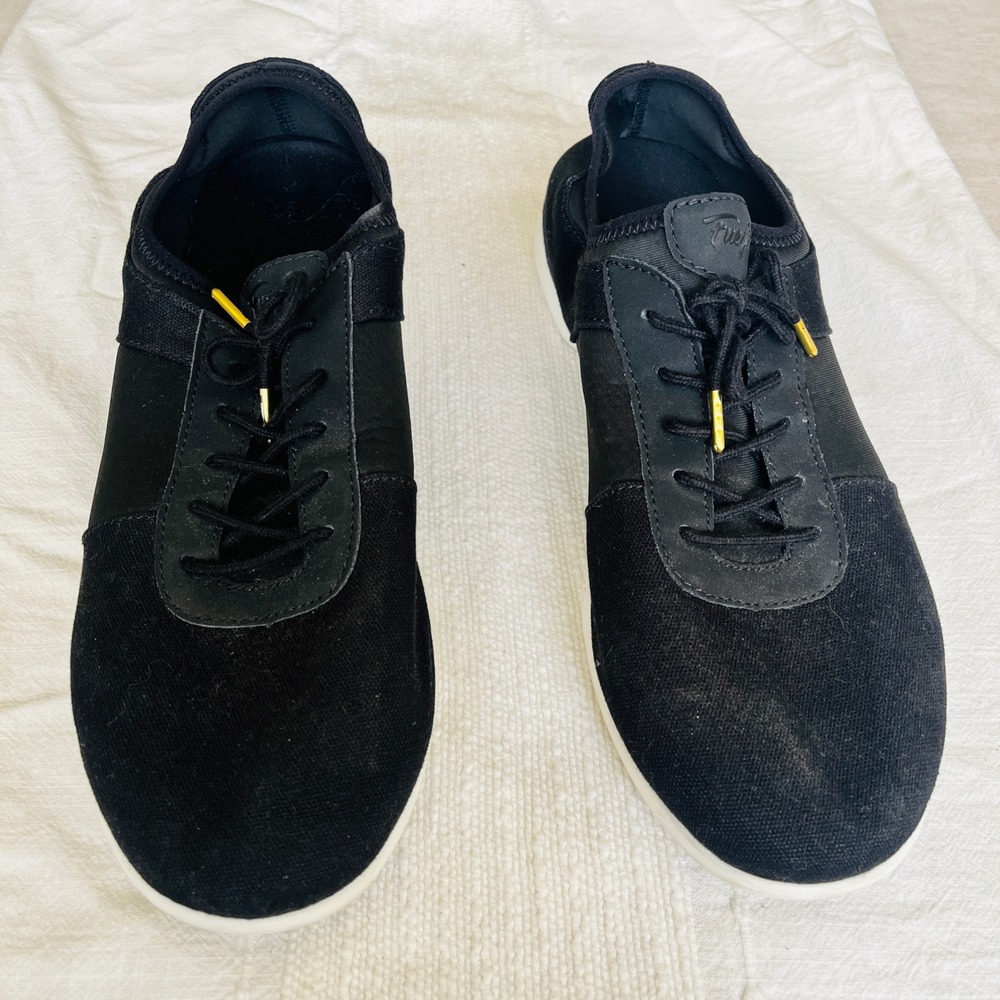 Fuego Black Dance Sneakers Mens 9 Womens 10.5 Canvas Low Top Gold Accents
